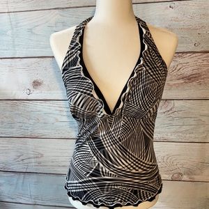 COPY - Halter swim top. Black and white. By Profile size 14